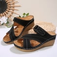 thumbnail image 5 of Mepaouo Wedge Sandals for Women Summer Dress Walking Shoes Comfortable Casual Slip on Slides Black 9.5, 5 of 8