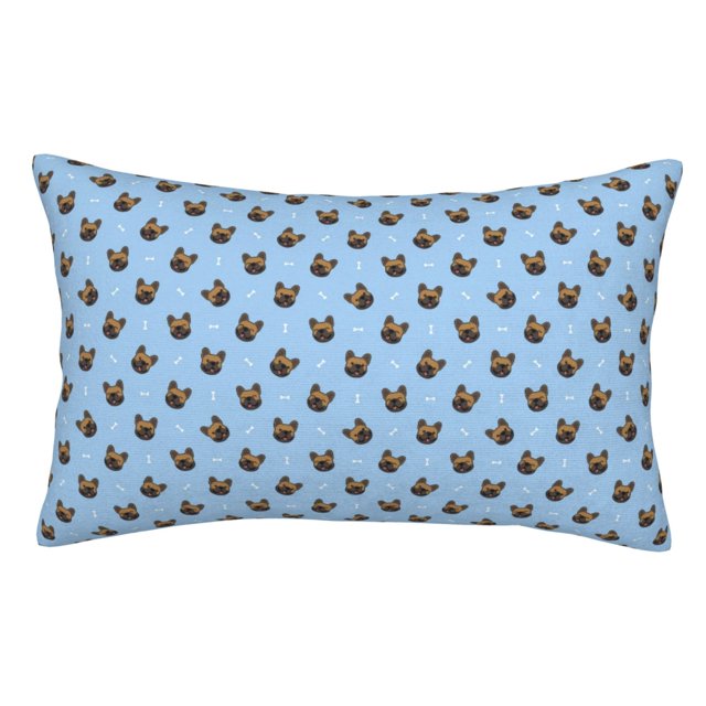 Fotbe french Bulldog Face Funda de Almohada Decorativa Estilo Occidental, Lujo en Algodón, Fundas para Almohadas King, Cojín Estampado para Decoración del Hogar-16"x24"
