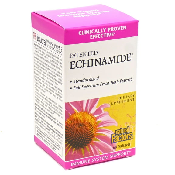 Natural Factors Echinamide, Echinacea Supplement for Immune and Wellness Support, 60 Softgels