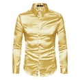 thumbnail image 5 of INSPIRE CHIC Men's Dress Satin V Neck Long Sleeves Button Down Party Shirts, 5 of 6