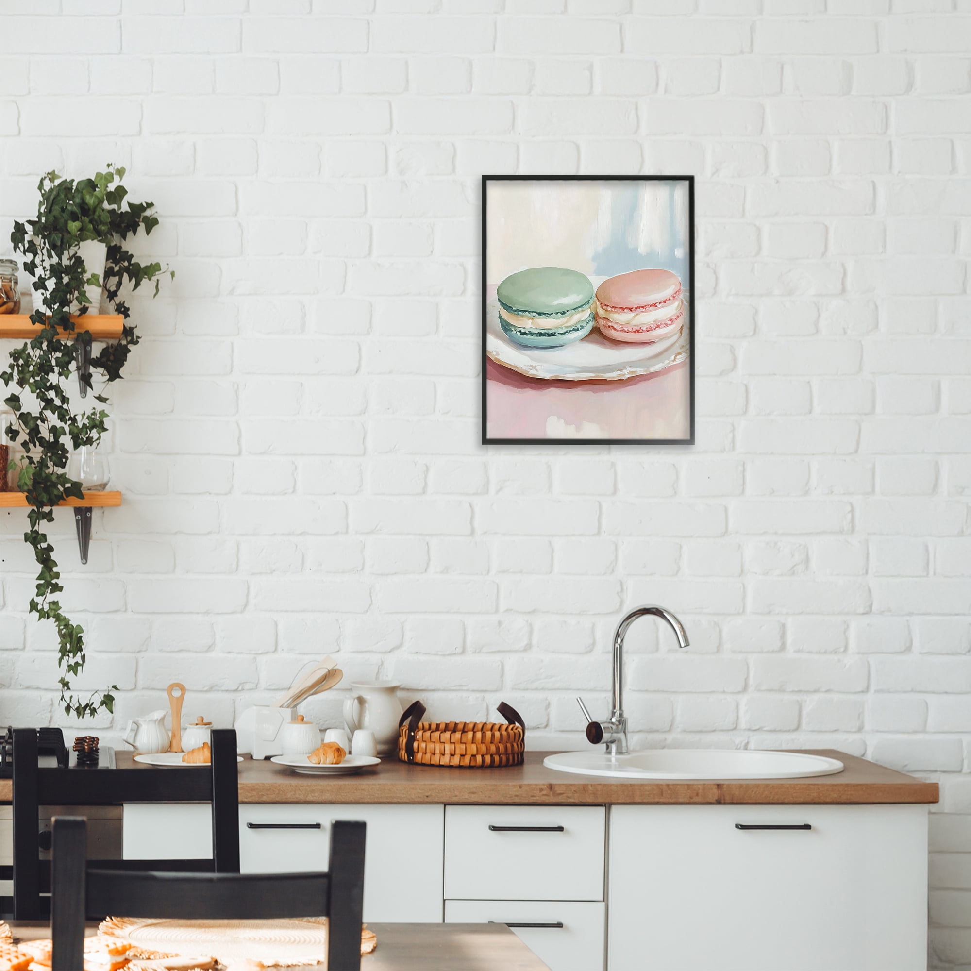 Stupell Industries Pastel Macarons on Plate Black Framed Giclee Art, design by The Prints Vibe