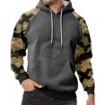 thumbnail image 2 of Men’s Pullover Hoodie with Raglan Camouflage Sleeves and Adjustable Drawstring Hood for Everyday Wear Dark Gray 2XL, 2 of 5