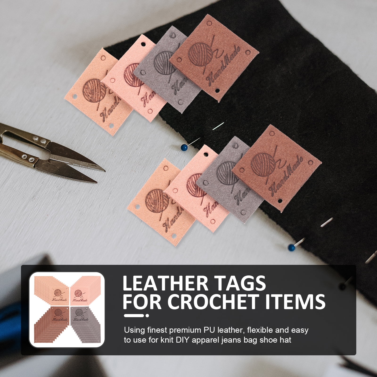 Tags Labels Handmade Leather Tag Label Clothes Clothing Crochet Made Items  Sewing Hand Knitting Embossed Retro Sew Pu 