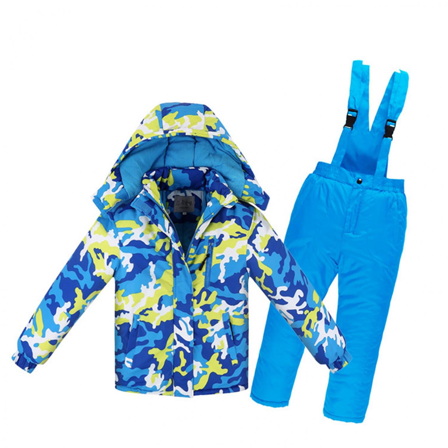 Kids Blue Padded All-in-One Waterproof Suit Snowsuit Childs Childrens Boys Girls 18-24Months 