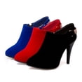 thumbnail image 6 of NOEGOEU Women's Suede Boots Platform Stiletto Ankle Boots Side Zip Fall Winter Dress Shoes (Red,41), 6 of 6