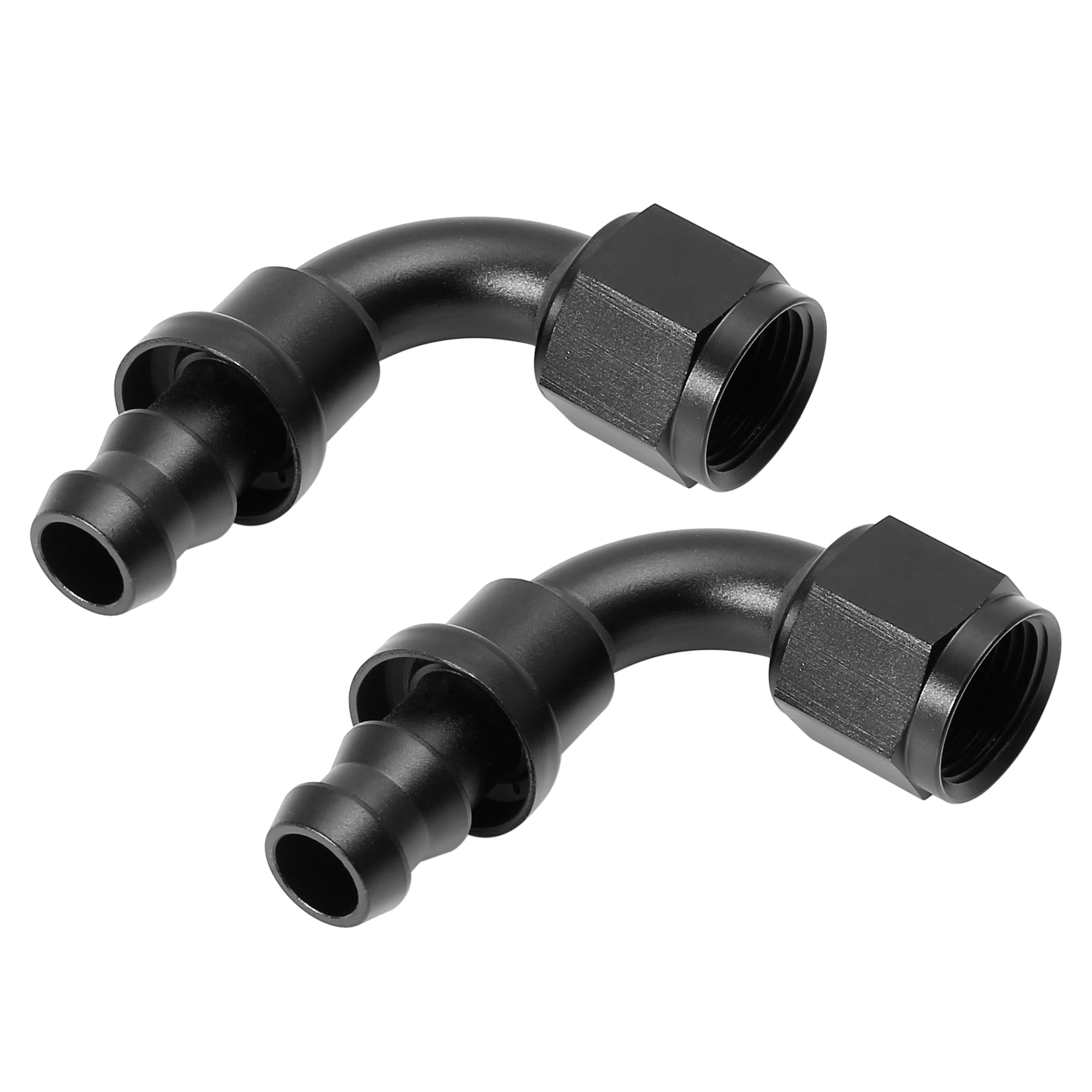 Black AN6 AN-6 90 Degree Push Lock Oil/Fuel/Gas Hose Line End Fitting Adapter 