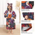 thumbnail image 3 of FORMRS Wearable Blanket Hoodie with Sleeves for Kids Cozy Flannel Sweatshirt, Purple Flowers, 3 of 7