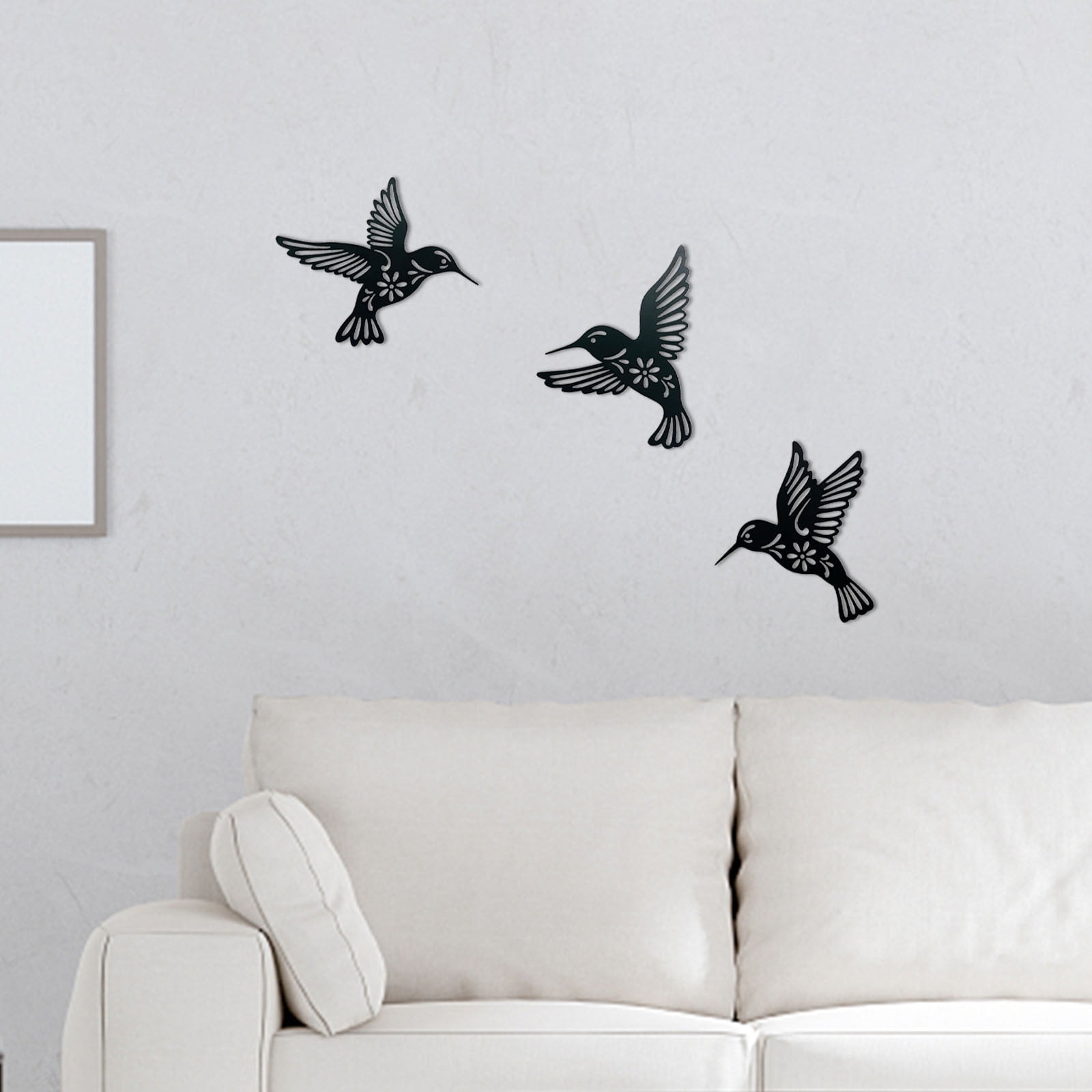 Metal Hollow Out Hummingbird Outdoor Waterproof Solar Lights Hum 並行輸入品 : 3 Pieces Metal Hummingbird Wall Art Decoration Hollow