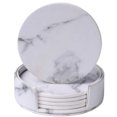 thumbnail image 3 of Posavasos de cuero, Juego de 6 posavasos de vidrio, posavasos de mármol para bebidas, bar, tazas, café, cerveza Adepaton LKX-1594, 3 of 8