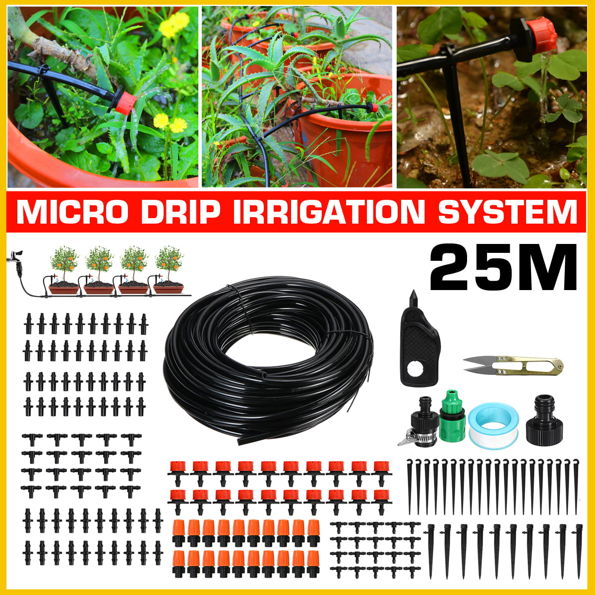 82ft Garden Irrigation System with 1/4 Blank Distribution Tubing ...