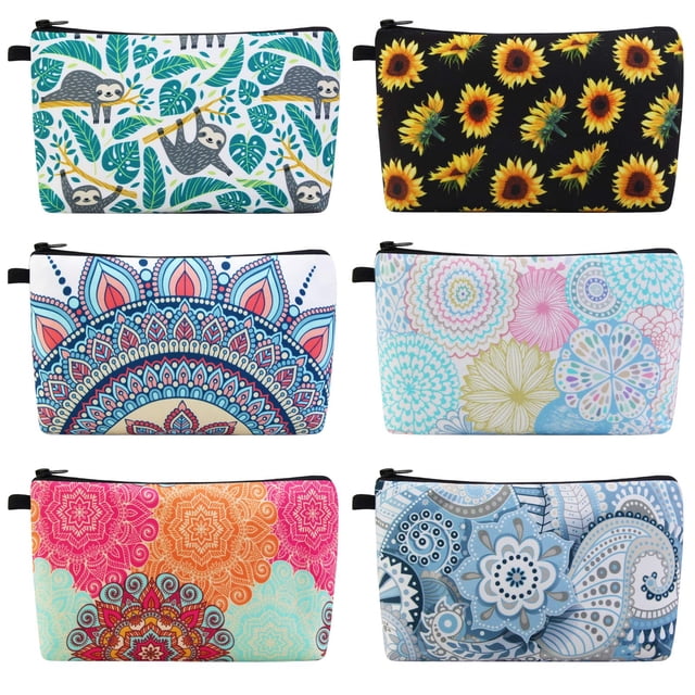 Bolsa de maquillaje portátil MAGEFY, bolsa de cosméticos de viaje, 6 estilos (paquete de 6)