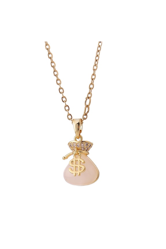 Dollar Sign Necklace Gold Money Bag Necklace for Women Men Stainless Steel Money Necklace Pendant Fashion Good Lucky Get Rich Neck Chain Jewelry Gifts