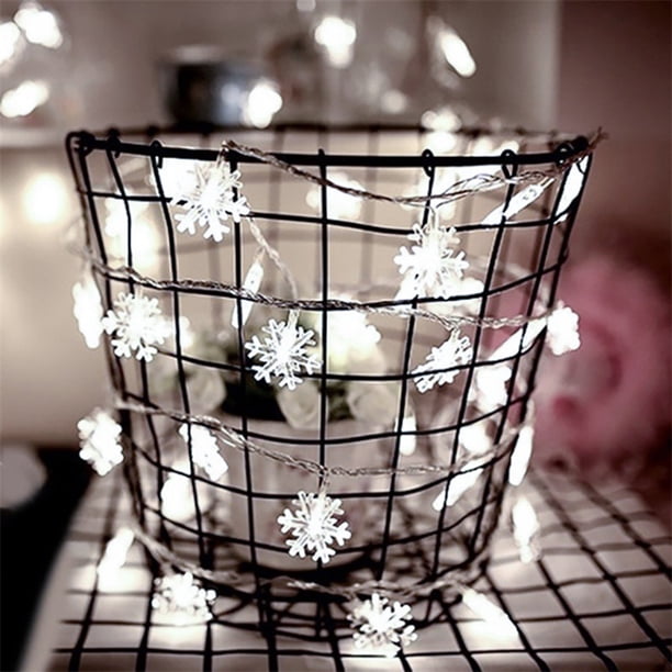 Lámpara Al aire libre 40 LED Copo de nieve Cadena de luces Fiesta de Navidad Año nuevo Decoración (4m)