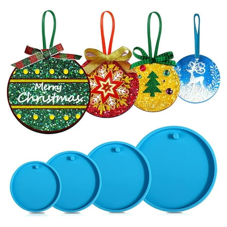 

Christmas Round Silicone Moulds Pendant Easy to Release and Storage Stencil for Enjoy the Process of DIY A