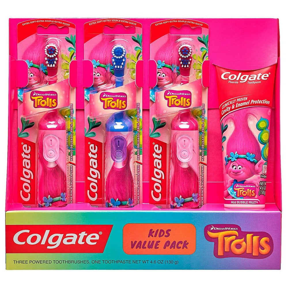 Colgate Kids Value Pack, 3 Electric Toothbrushes and 4.6 Oz. Toothpaste