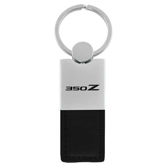 Nissan 350Z Duo Rectangular Leather Key Chain (Black)