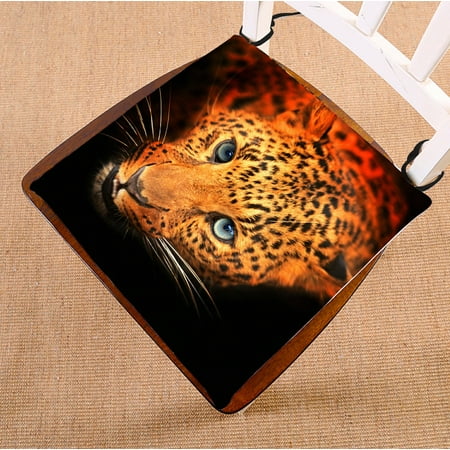 

PHFZK Wildlife Chair Pad Nature Series of Animal Leopard Portrait Seat Cushion Chair Cushion Floor Cushion Two Sides Size 20x20 inches
