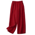 thumbnail image 6 of Otvok Women High Waist Linen Casual Pants, Ladies Elastic Waist Loose Fit Wide Leg Palazzo Beach Walking Trousers, 6 of 7