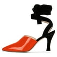 thumbnail image 2 of YDN Women Sexy Lace Up Mid Heels Sandals Pointed Closed Toe V Cut D'Orsay Ankle Strap Pumps Slingback Party Dress Shoes Size 11 Orange, 2 of 4