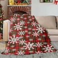thumbnail image 4 of Beautynvta Christmas Throw Blanket, Buffalo Check Plaid Soft Flannel Blanket, White Snowflake Reindeer Printed Christmas Blanket for Chair Sofa Couch Bed Camping, 29.5''x39.4'', 4 of 6