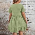 thumbnail image 3 of Fmbrln Womens Plus Size Summer Short Sleeve Dress Fashion Crew Neck Tiered Ruffle Mini Dress Casual Loose Solid Color Beach Sundress, 3 of 3