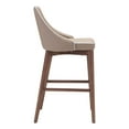 thumbnail image 3 of Moor Counter Stool Dark Grey Beige Wingback Seat Wood Base Walnut Finish, 3 of 8
