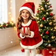 thumbnail image 6 of Girls Santa Claus Dress, 2 Piece Velour Christmas Outfit with Hat, Red Holiday Party Dress for Toddler & Kids Festive Celebrations, 6 of 6