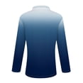 thumbnail image 6 of WTOBBY Women's Ombre Print Polo Shirt - Long Sleeve Casual V-Neck Zipper Detail Tops for Women, Spring Fall Fashion Comfort Stretch Gradient Design,Blue L, 6 of 7