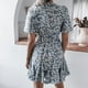 thumbnail image 4 of Vestido floral con cintura fruncida,Vestido floral de manga corta Vestido corto floral con cuello en V Vestido corto floral de verano Eficiencia maximizada, 4 of 6