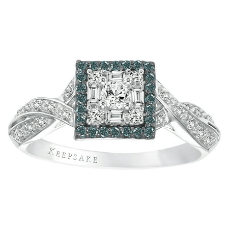 Keepsake Azura 3/8 Carat T.W White and Blue Certified Diamond Sterling Silver Ring