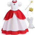 thumbnail image 1 of Vestido de juego de rol de princesa Peach para niña, disfraz de fiesta de cumpleaños, traje de actuación en escenario, conjunto completo de acceso Fivean unisex, 1 of 2