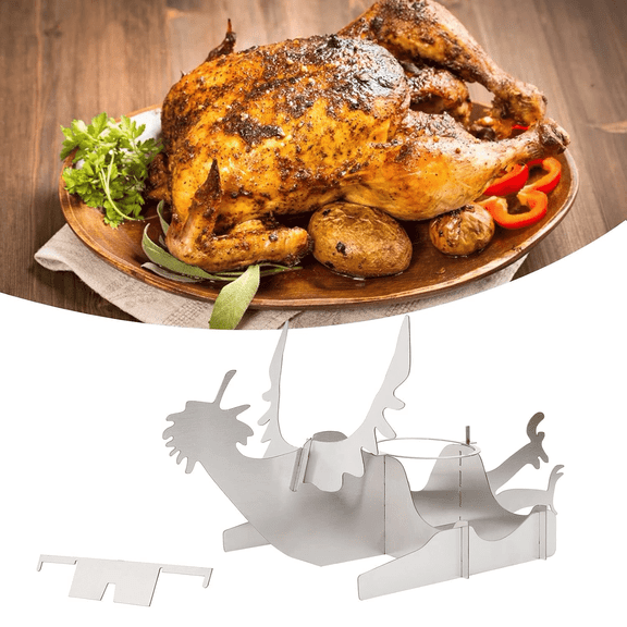 Stainless Steel Chicken Roaster Rack for Grill & Oven, Heat-Resistant Turkey Stand for Slow Cooking, Durable Nonstick Poultry Holder with Airflow Design for BBQ, Easy to Clean