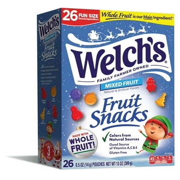 Welch's Fruit Snacks Gluten-Free Holiday Mixed Fruit Soft Fruit Snacks, 0.5oz, 26 Count