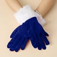 thumbnail image 2 of GPOECD Elegant Christmas Eve Party Gloves Short Gold Velvet White Formal Performance Attire Accessory Blue,One Size, 2 of 4