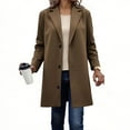 thumbnail image 2 of Wool Coat Womens Winter Coats Single Breasted Peacoat Fleece Thicken Topcoat Lapel Collar Outwear Long Jacket Elegant Pea Coat 2025 New Trendy Coats Chunky Tops(Brown,XXXXXL), 2 of 6