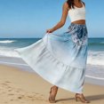 thumbnail image 6 of LWavelet Women Tribal Print Tiered Maxi Skirt Elastic Waist With Pockets Boho Long Skirt Sky Blue XL, 6 of 6