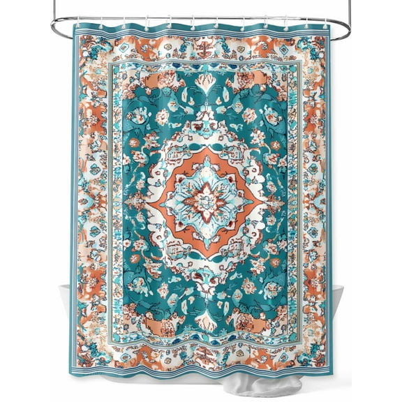 Fsddascl Turquoise Boho Shower Curtain Set - 66" x 72" Washable Bathtub Curtain with 12 Hooks, Ethnic Aztec Southwest Abstract Pattern Waterproof Fabric Stall Shower Curtains for Bathroom/Bathtub