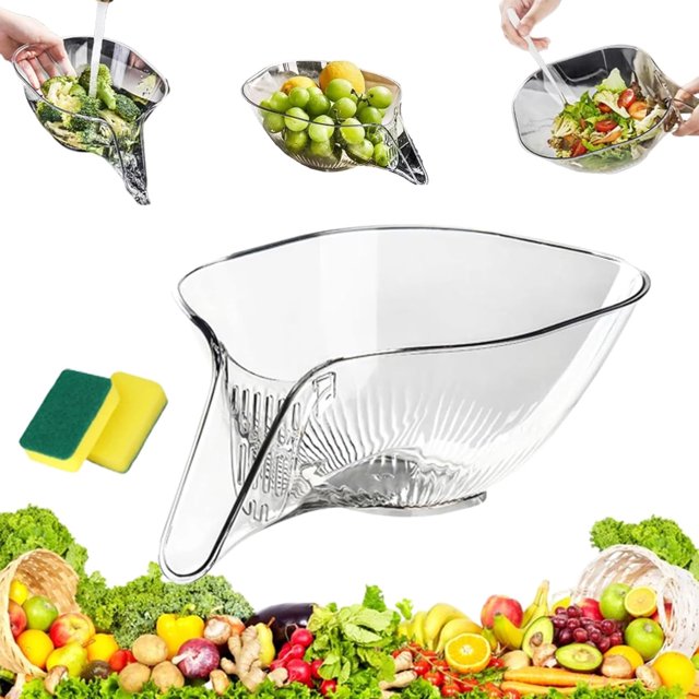 Cesta de drenaje Bloame, nueva cesta de drenaje multifuncional 2024, embudo de cesta de drenaje, cuenco de drenaje de frutas y verduras multifuncional, para fregadero de cocina, lavado de alimentos,