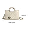 thumbnail image 3 of Bolso de mano para mujer, elegante bolso de trabajo acolchado a la moda de PU, bolso de color sólido, 3 of 9