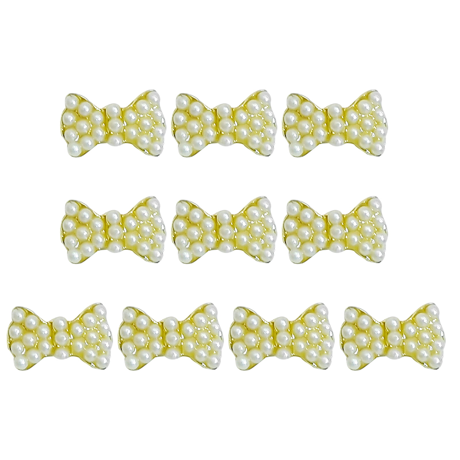 20Pcs/Pack Nail Charms Luxury Nail Art Decoration Random Styles Bow Tie  Faux Pearl Nail Rhinestone Jewelry Ornaments for Women