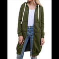 thumbnail image 2 of Sudadera con Capucha y Cremallera para Mujer, Chaqueta Informal de Larga para Otoño, Chaquetas Largas de Otoño con Bolsillos, Túnica Verde L, 2 of 9