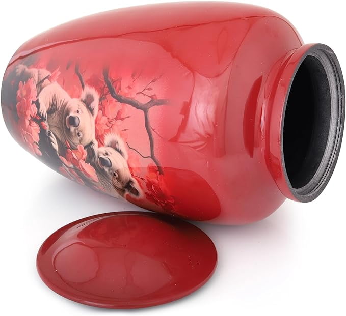 EDEN URNS for Human Ashes Adult Memorial urn Funeral Cremation Urns Red Koala (Aluminum