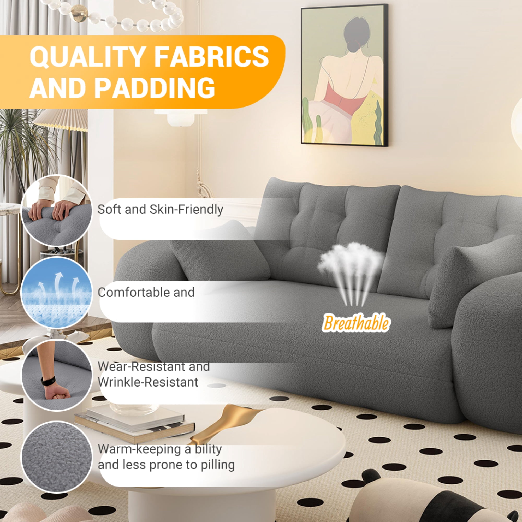NYBOPAVIS 79" Futon Convertible Sofa Bed, Oversized Lazy Sofa Bed, Foldable Floor Sofa Couch for Living Room
