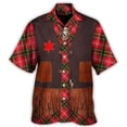 thumbnail image 4 of Camisas con estampado de vaquero retro, ropa informal con patrón de mezclilla 3D para hombre, camisa hawaiana de manga corta para playa, ropa informal para exteriores para hombre, 4 of 5