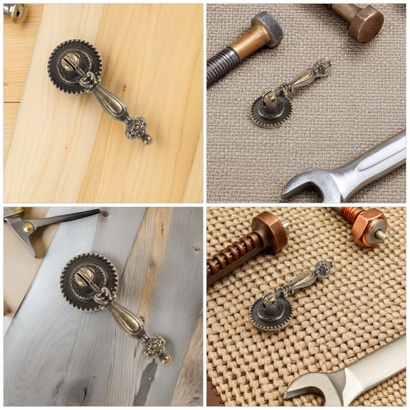 Dayesque 4pcs Antique Cabinet Knobs and Pull Handles Vintage Dresser Drawer Hardware for Door and Furniture Home Improvement