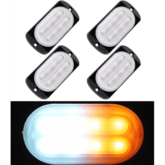 LINLIN LED Car Strobe Lights, Universal 4Pack 8LED Surface Mount Emergency Warning Hazard Flashing Strobe Light Bar for Truck, Off Road Vehicle, ATVs,Motorcycles