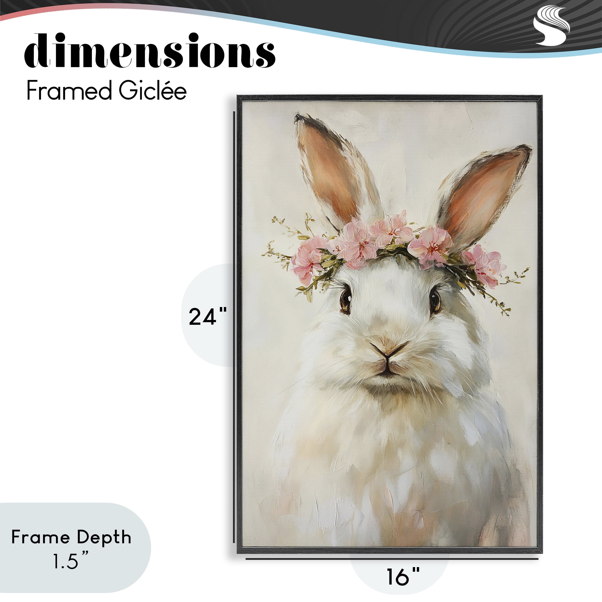 Stupell Industries Bunnykins with Pink Crown Black Framed Giclee Art, design by Tina LeCour