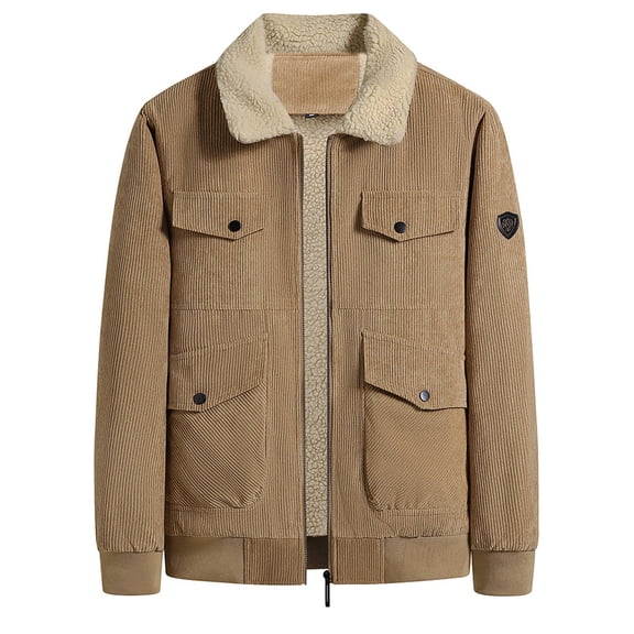 Pejock Mens Winter Jacket Thick Thermal Cotton Warm Fleece Lined Coat Trucker Lapel Work Cargo Jackets