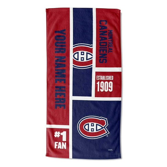 Montreal Canadiens NHL Colorblock Personalized Beach Towel, 30" x 60"