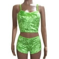 thumbnail image 3 of Aunavey Women's Velvet 2 Piece Outfit Spaghetti Strap Sleeveless Crop Top+ Shorts Set, 3 of 5